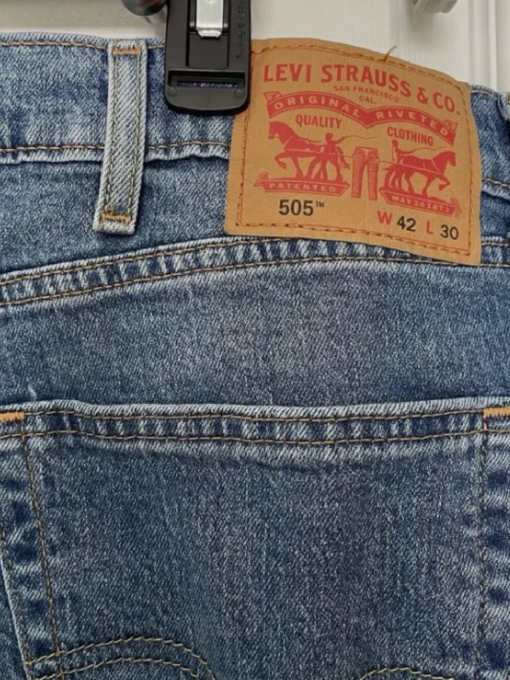 Levi 505 blue jeans 42x30 traditional Americana workwear - Picture 5 of 7